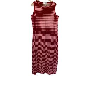 Vintage Red and White Striped Sleeveless Dress
